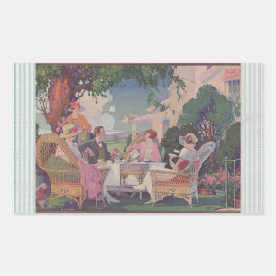 Vintage Lawn Gathering Rectangle Stickers
