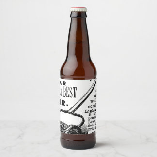 Vintage lawn mower advert beer bottle label