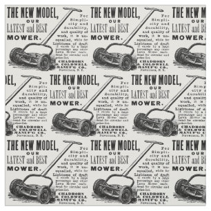 Vintage lawn mower advert fabric