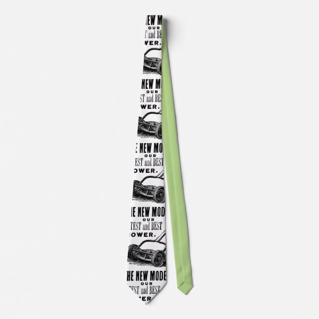 Vintage lawn mower advert tie (Front)