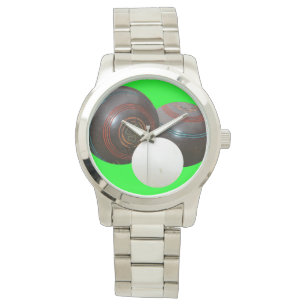 Vintage Lawnbowls On Green Background, Watch
