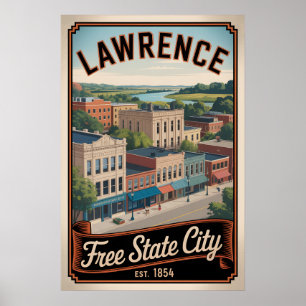 Vintage Lawrence Kansas Retro Travel Poster