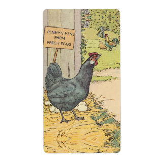 Vintage Laying Hen Farm Fresh Egg Carton Label