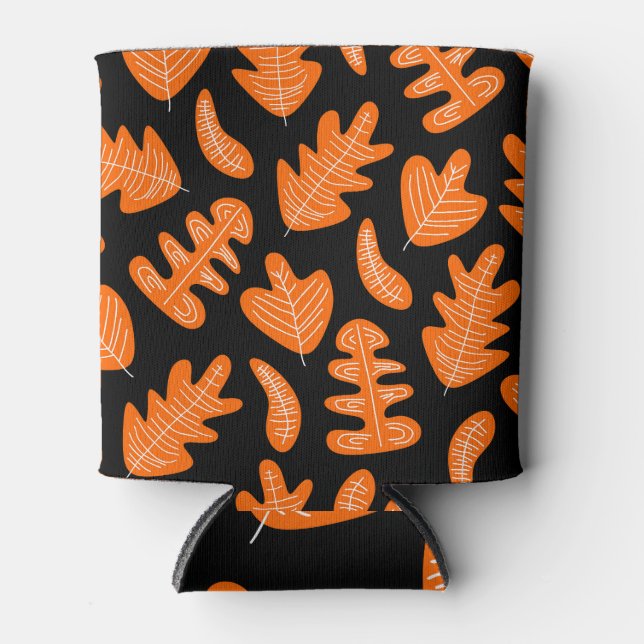 Vintage Leaf Exotic Plants Pattern Can Cooler (Front)