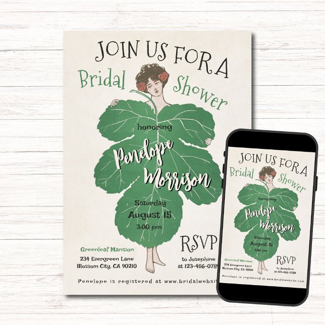 Vintage Leaf Girl Bridal Shower Invitation (Creator Uploaded)