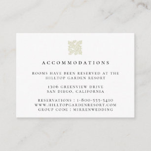 Vintage Leaf Logo Wedding Accommodations Enclosure Card