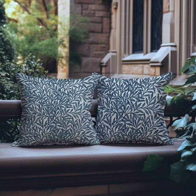 Vintage Leaf Motif Blue William Morris Pillow (Creator Uploaded)