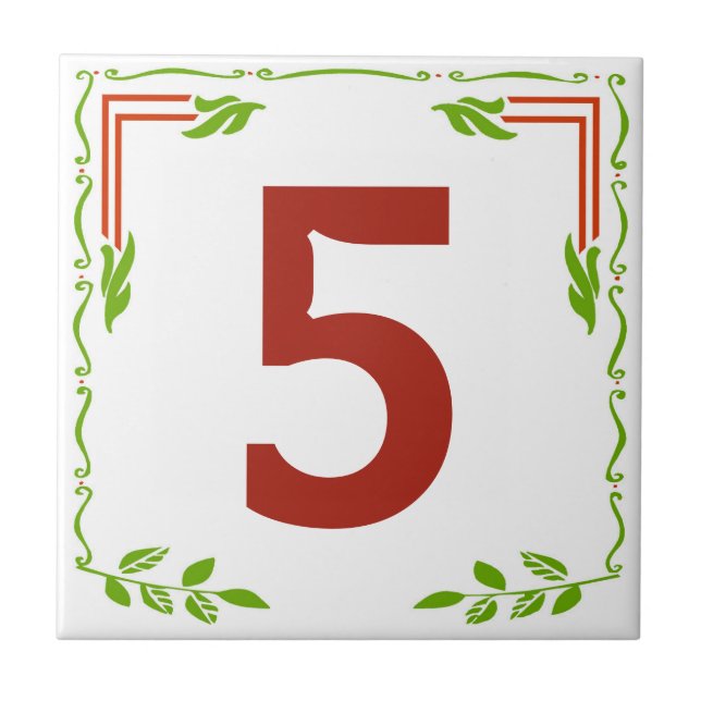 Vintage Leafy Scroll House Number Tiles (Front)