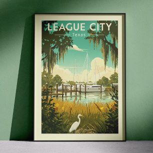 Vintage League City Texas Poster