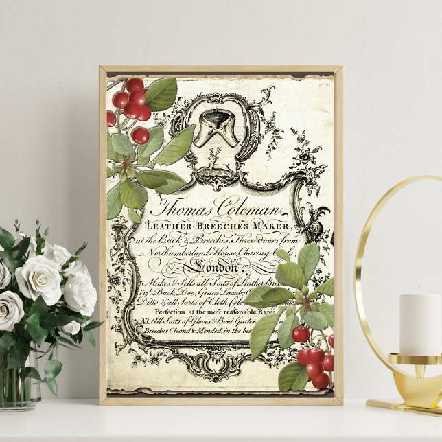 Vintage leather advertising and flowers poster (Creator Uploaded)