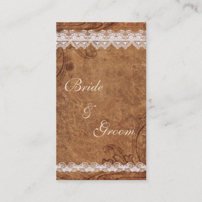 Vintage Leather and Lace Bridal Registry Card (Front)