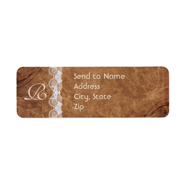 Vintage Leather and Lace Monogram Address Label (Front)