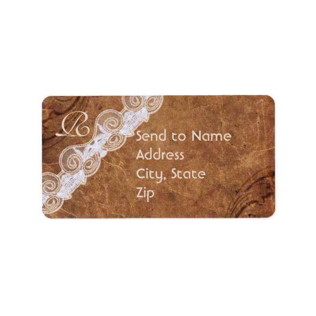 Vintage Leather and Lace Monogram Address Label (Front)