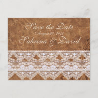 Vintage Leather and Lace Save the Date Postcard