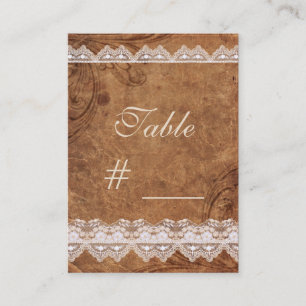 Vintage Leather and  Lace Table Number Card