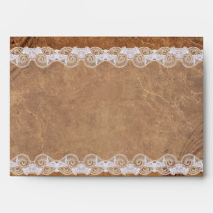 Vintage Leather and Lace Wedding Envelope