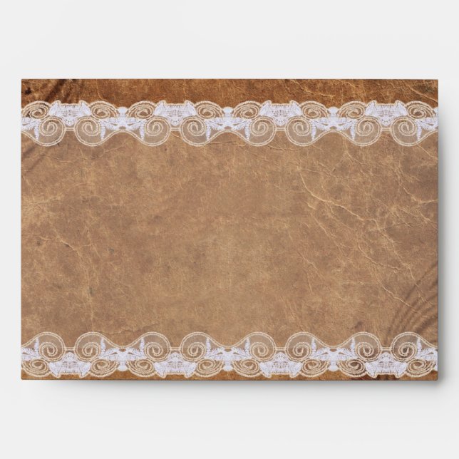Vintage Leather and Lace Wedding Envelope (Front)