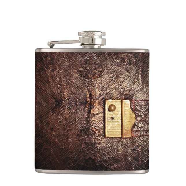 Vintage leather hip flask (Front)