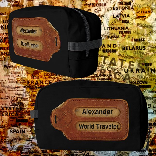 Vintage Leather ID Tag Toiletry Dopp Kit (Creator Uploaded)