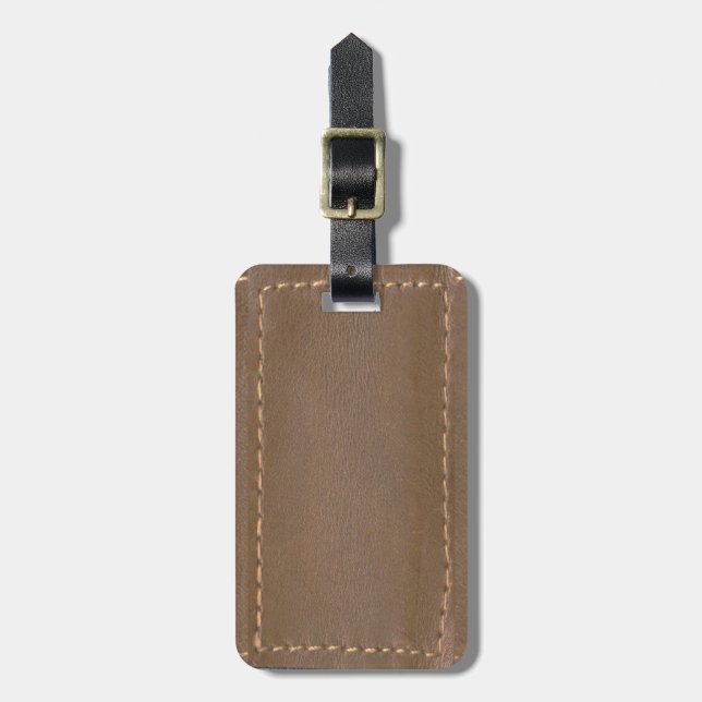 Vintage LEATHER Look Print Finish : Template Luggage Tag (Front Vertical)