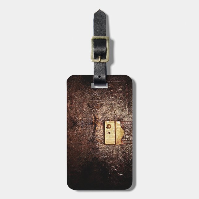 Vintage leather luggage tag (Front Vertical)