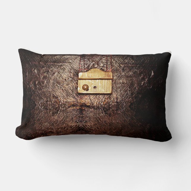vintage leather lumbar cushion (Front)