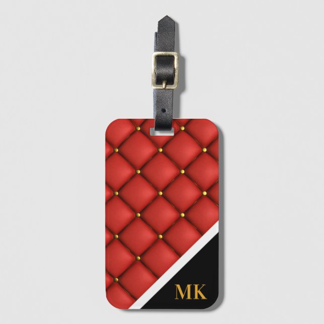 Vintage Leather Monogram Luggage Tag (Front Vertical)