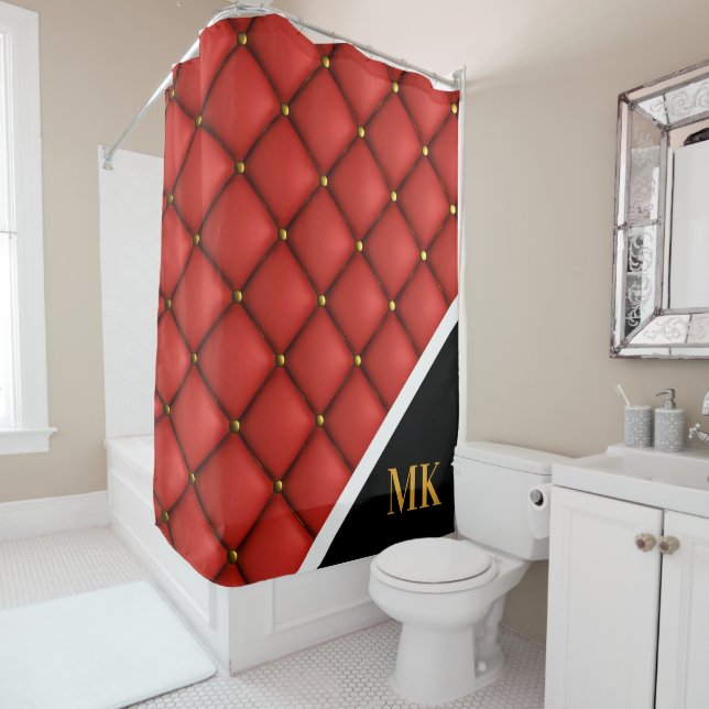 Vintage Leather Monogram Shower Curtain (In Situ)