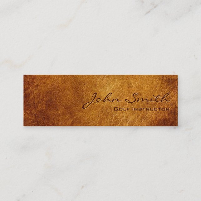 Vintage Leather Professional Golf Instructor Mini Business Card (Front)
