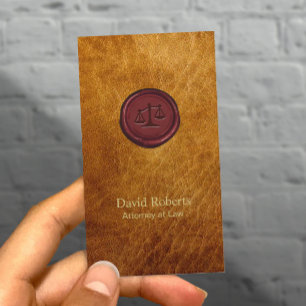 Vintage Leather Red Wax Attorney at Law Business Card