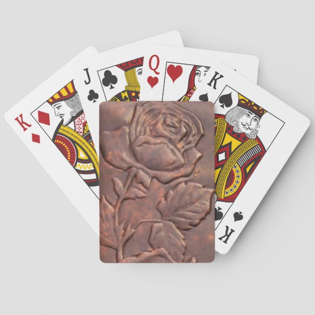 Vintage leather rose look playing cards (Back)