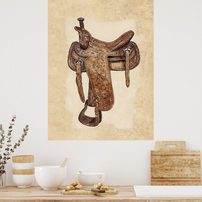 Vintage Leather Saddle Wall Art Printable (Kitchen)