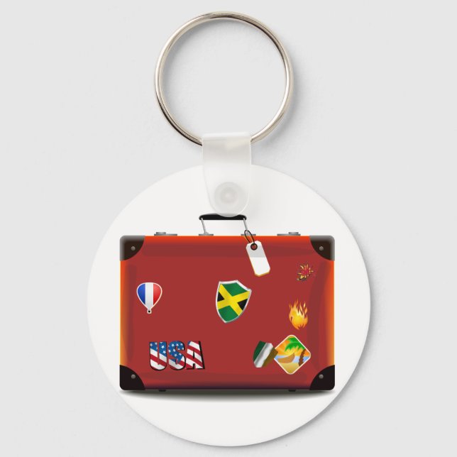 Vintage Leather Suitcase Key Ring (Front)