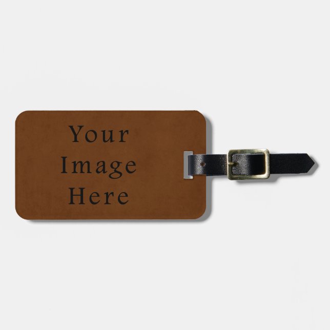 Vintage Leather Tanned Brown Parchment Paper Luggage Tag (Front Horizontal)