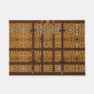 Vintage Leather Tribal Cheetah Animal Print Doormat