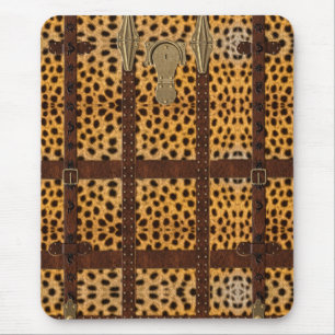 Vintage Leather Tribal Cheetah Animal Print Mouse Pad