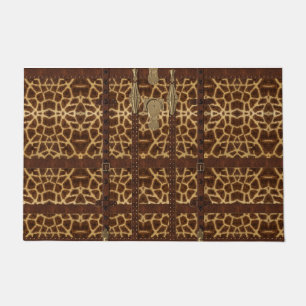 Vintage Leather Tribal Giraffe Animal Print Doormat