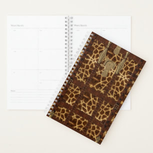 Vintage Leather Tribal Giraffe Animal Print Planner
