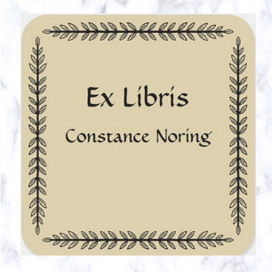 Vintage Leaves Bookplate Square Sticker