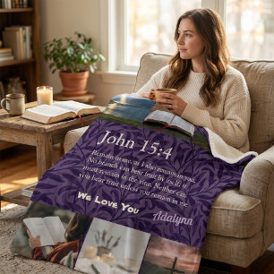 Vintage Leaves Christian Gifts for Women Violet Sherpa Blanket