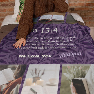 Vintage Leaves Christian Gifts for Women Violet Sherpa Blanket