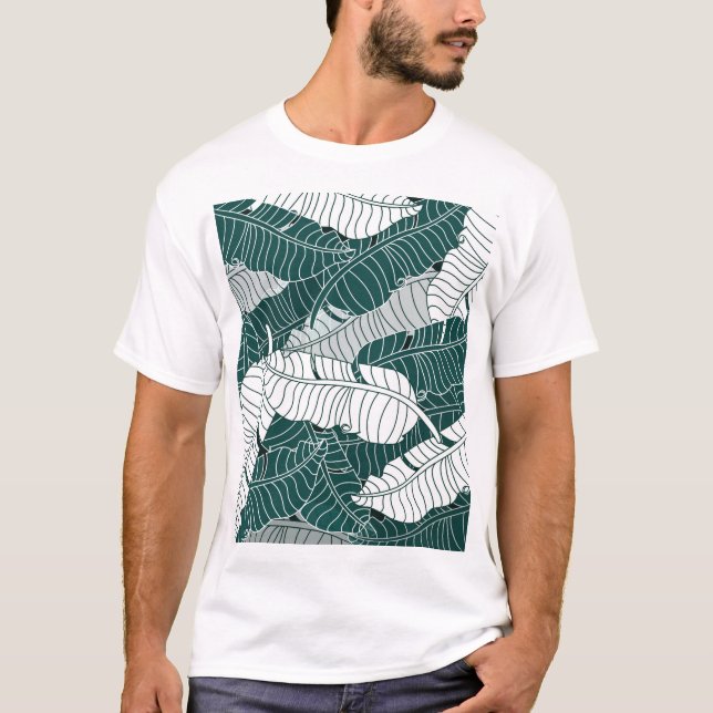Vintage Leaves Pattern Background T-Shirt (Front)