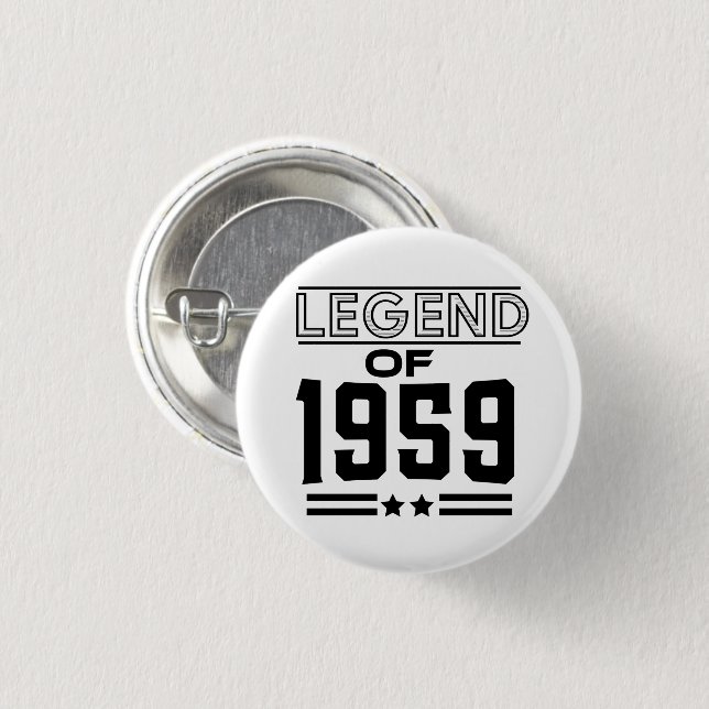 vintage legend of 1959 3 cm round badge (Front & Back)