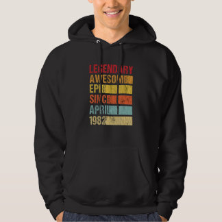 Vintage Legendary Awesome Epic Since April 1982 Bi Hoodie