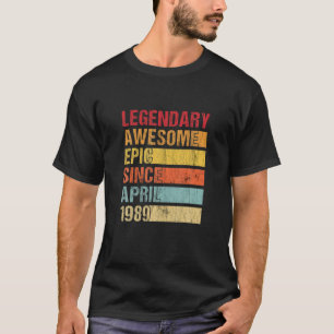 Vintage Legendary Awesome Epic Since April 1989 Bi T-Shirt