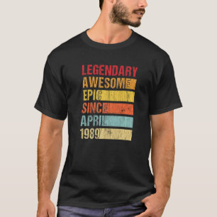 Vintage Legendary Awesome Epic Since April 1989 Bi T-Shirt