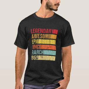 Vintage Legendary Awesome Epic Since March 1965 Bi T-Shirt