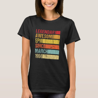 Vintage Legendary Awesome Epic Since March 1966 Bi T-Shirt