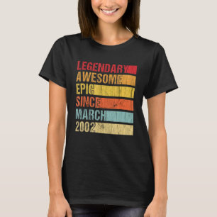 Vintage Legendary Awesome Epic Since March 2002 Bi T-Shirt