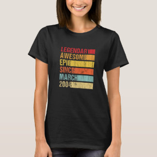 Vintage Legendary Awesome Epic Since March 2004 Bi T-Shirt
